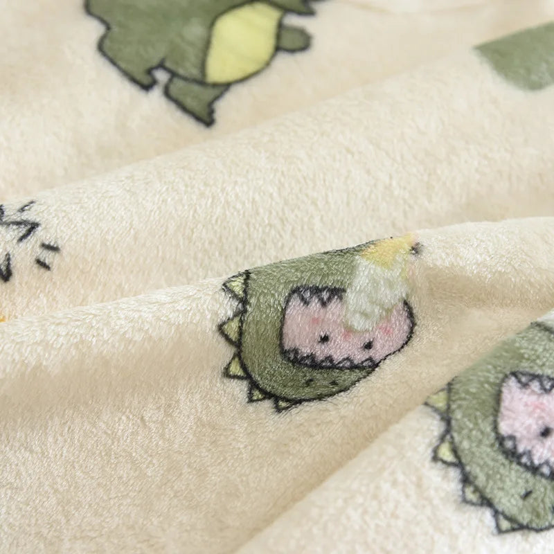 New Autumn And Winter Ladies Flannel Pajamas Long-sleeved Trousers Two-piece Cartoon Dinosaur Warmth Thickening Home Service Set