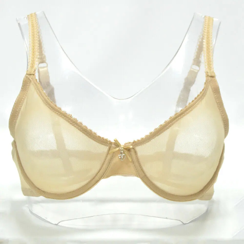 YANDW Mesh Sexy Bra Panties Sale Separated Women Lace Underwear Bralette Plus Size Transparent B C D E F 75 80 85 90 95 100