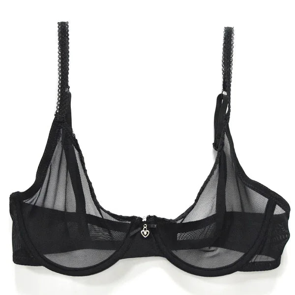 YANDW Brown Bras Panties Sale Separated Transparent Mesh See Through Stretch Women Sexy Lingerie Big Plus Size BH Set 3 Colors