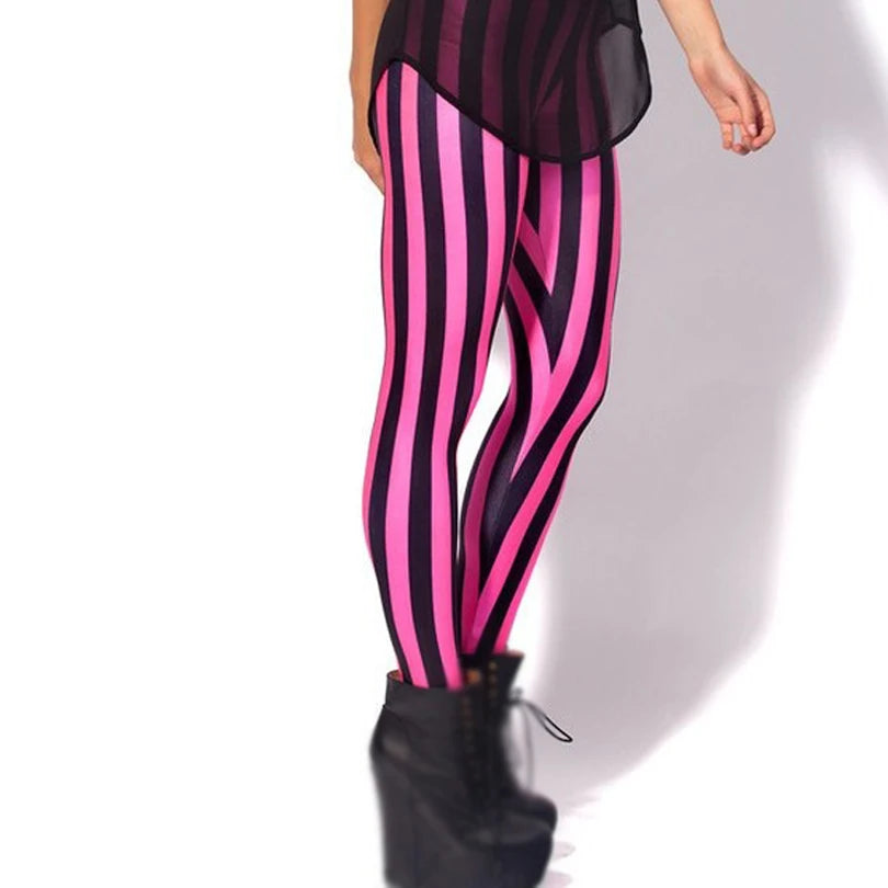 Women Stripe Leggings Slim Skinny Leggings White Black Red Rose Yellow Striped Spring Summer Running Gym Stretchy Pants Trousers