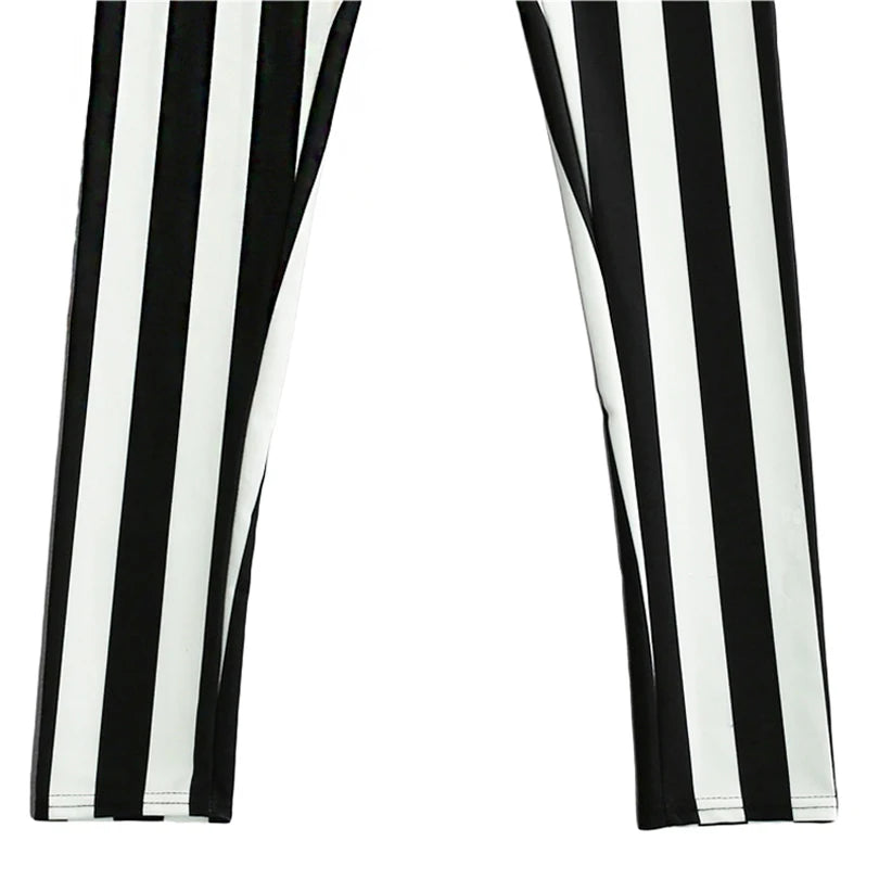 Women Stripe Leggings Slim Skinny Leggings White Black Red Rose Yellow Striped Spring Summer Running Gym Stretchy Pants Trousers