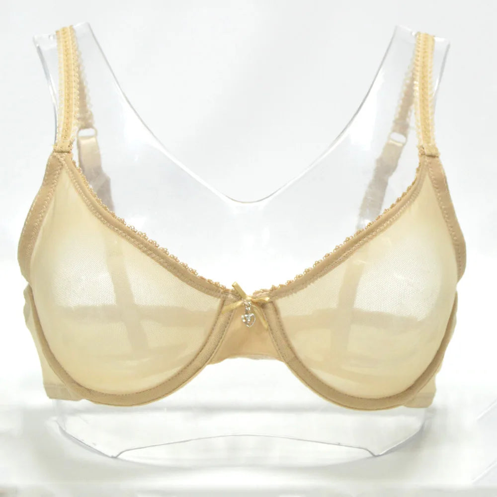 YANDW Mesh Sexy Bra Panties Sale Separated Women Lace Underwear Bralette Plus Size Transparent B C D E F 75 80 85 90 95 100