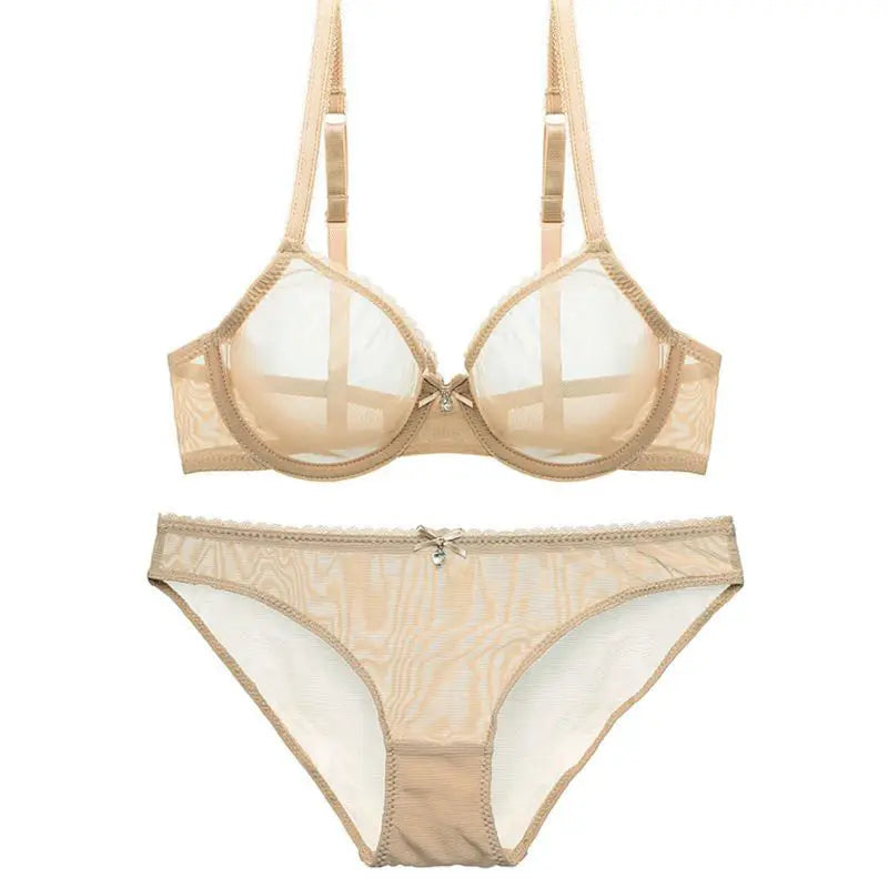 YANDW Mesh Sexy Bra Panties Sale Separated Women Lace Underwear Bralette Plus Size Transparent B C D E F 75 80 85 90 95 100