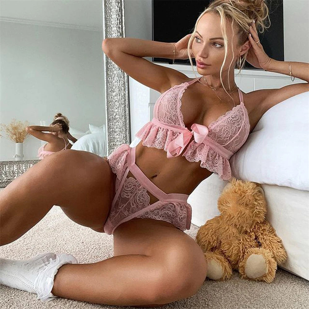 Intimate sexy Female underwear sensual lingerie brief sets woman 2 pieces lace bra Tops panties for women нижнее белье женское