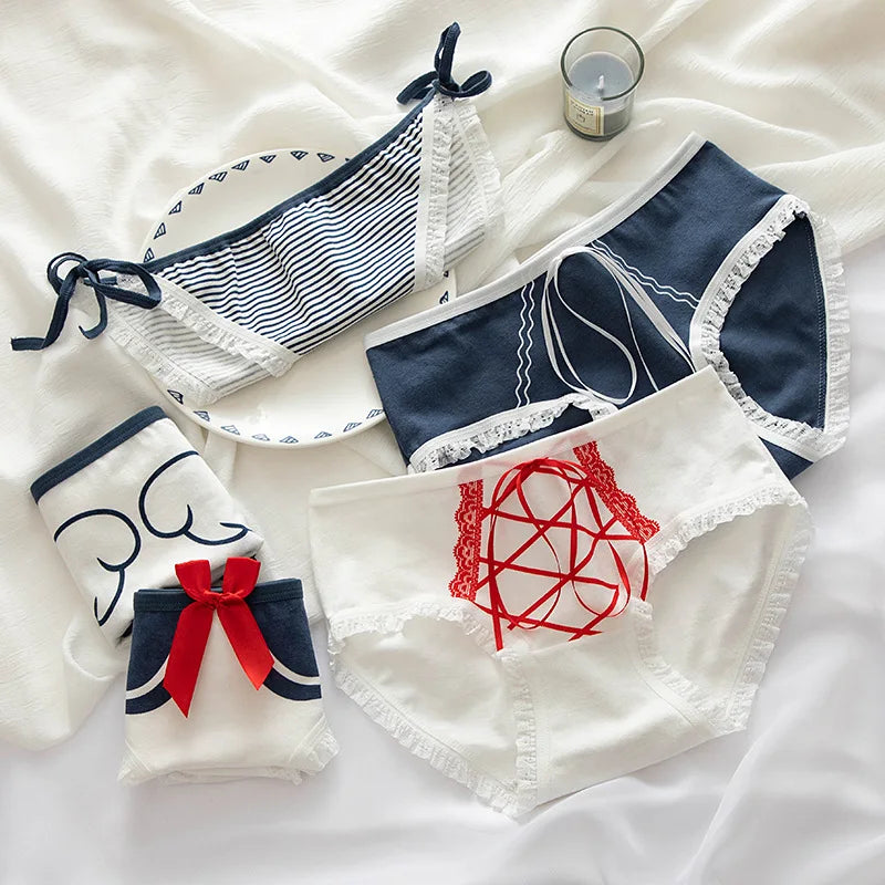 New Japanese Style Cotton Underwear Sexy Lace Panties Fashion Comfort Briefs Mid Waist Seamless Girl Underpants Female Lingerie