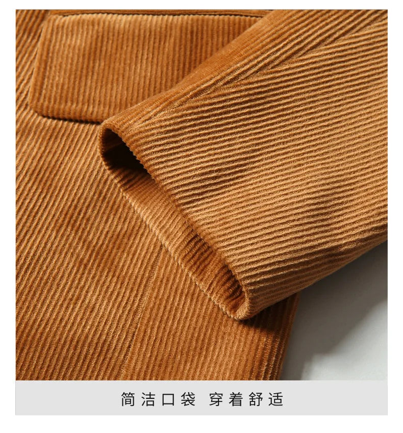 Women's Long-Sleeved Corduroy Jacket, Casual Small Suit, Formal Wear, Slim, Slimming Monochromatic, Fashion, Spring, Autumn, New