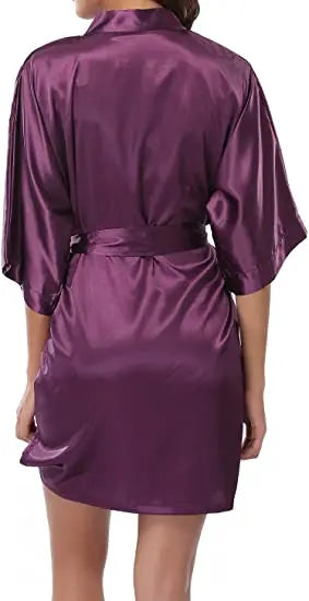 Satin Robe Female Intimate Lingerie Sleepwear Silky Bridal Wedding Gift Casual Kimono Bathrobe Gown Nightgown Sexy Nightwear