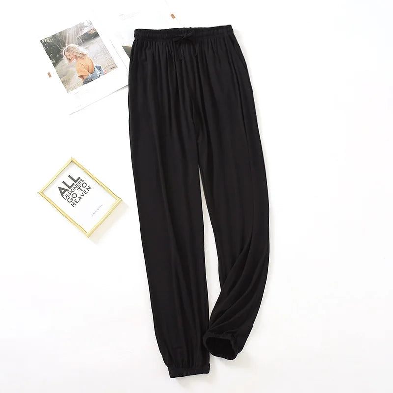 Women Home Pants Modal Casual Loose Pajamas Pants Spring Summer Sleep Wear Bottoms Female Drawstring Thin Trousers Loungwear