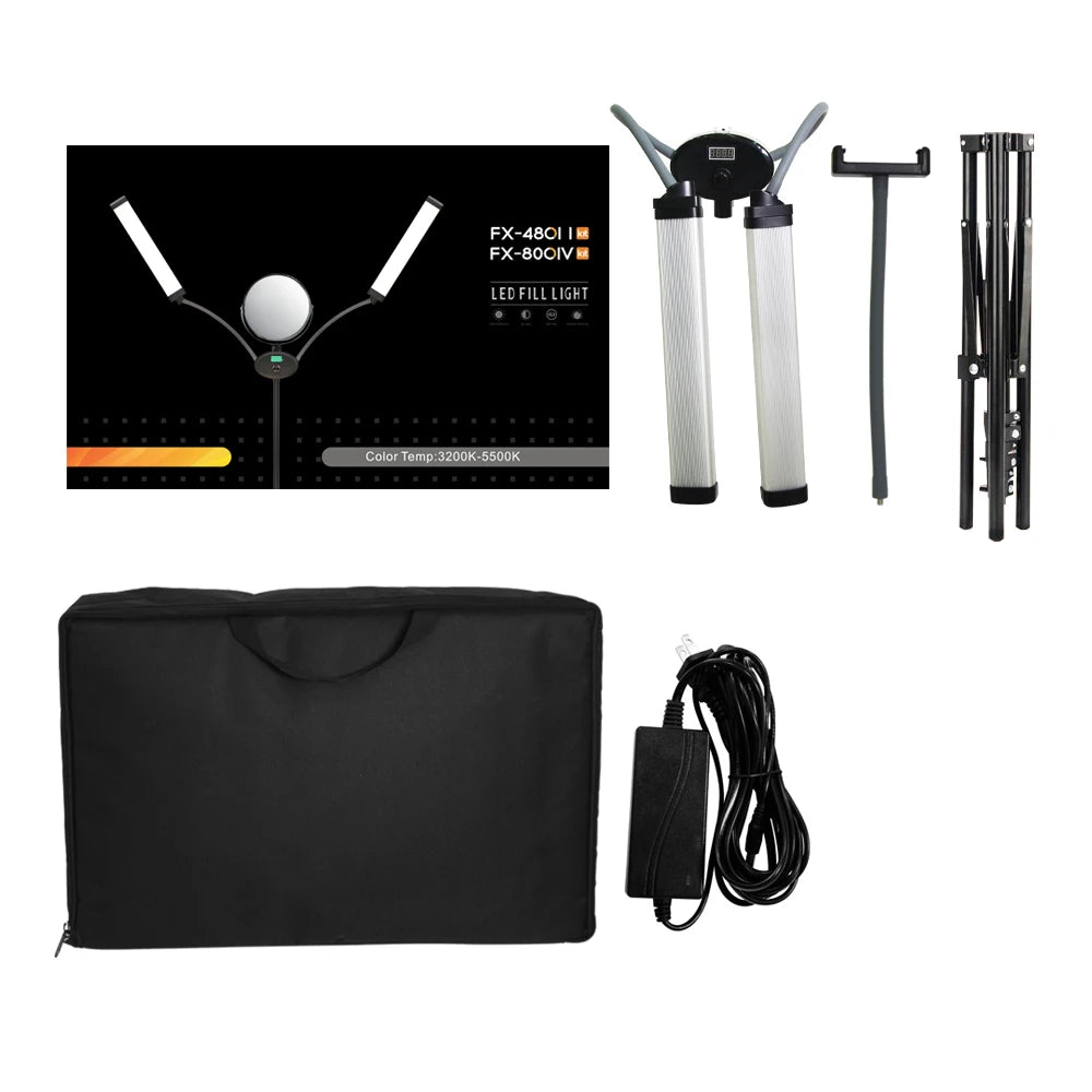 360° LED Light Double-Arm Fill Light  50W/80W 3000-6000K Photography Studio Kit Adjustable Light Suit for YouTube Makeup Video