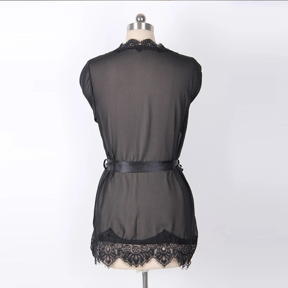 Sleepwear Women Lace Babydoll Erotic Sexy Lingerie Pajamas Nightgowns Night Transparent Dress Black Sexy Lingerie Homewear