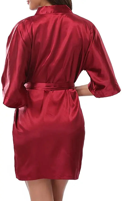Satin Robe Female Intimate Lingerie Sleepwear Silky Bridal Wedding Gift Casual Kimono Bathrobe Gown Nightgown Sexy Nightwear