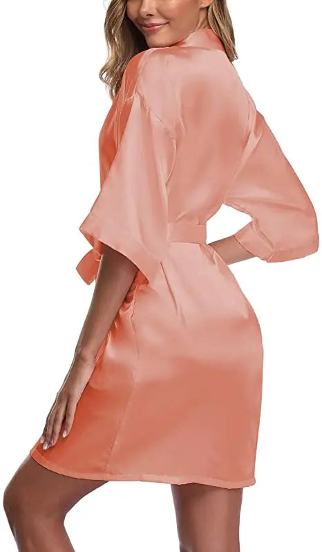 Satin Robe Female Intimate Lingerie Sleepwear Silky Bridal Wedding Gift Casual Kimono Bathrobe Gown Nightgown Sexy Nightwear
