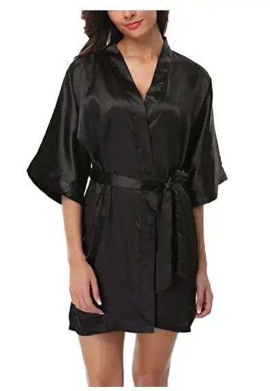 Satin Robe Female Intimate Lingerie Sleepwear Silky Bridal Wedding Gift Casual Kimono Bathrobe Gown Nightgown Sexy Nightwear