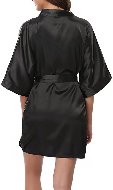 Satin Robe Female Intimate Lingerie Sleepwear Silky Bridal Wedding Gift Casual Kimono Bathrobe Gown Nightgown Sexy Nightwear