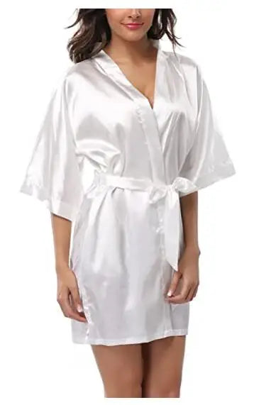 Satin Robe Female Intimate Lingerie Sleepwear Silky Bridal Wedding Gift Casual Kimono Bathrobe Gown Nightgown Sexy Nightwear