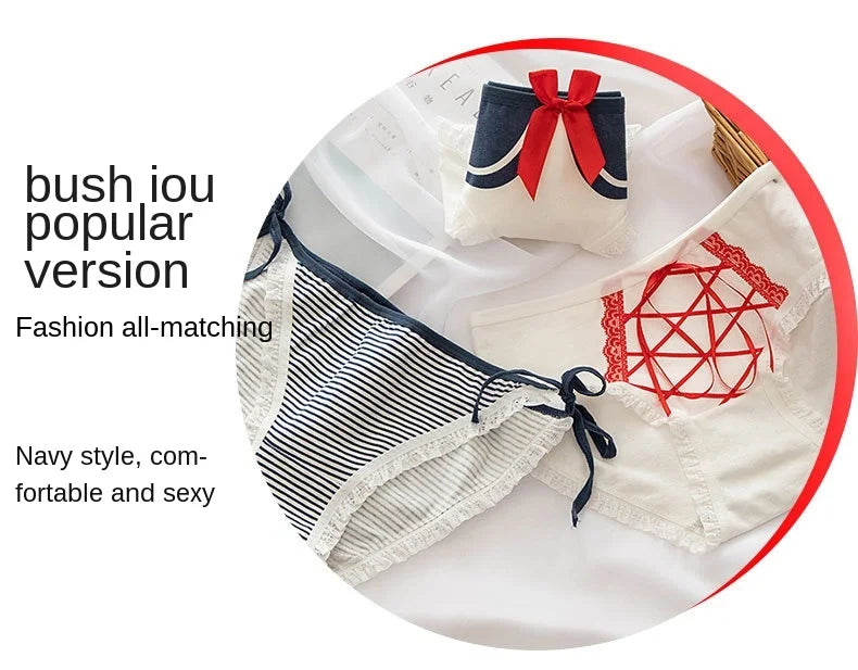 New Japanese Style Cotton Underwear Sexy Lace Panties Fashion Comfort Briefs Mid Waist Seamless Girl Underpants Female Lingerie