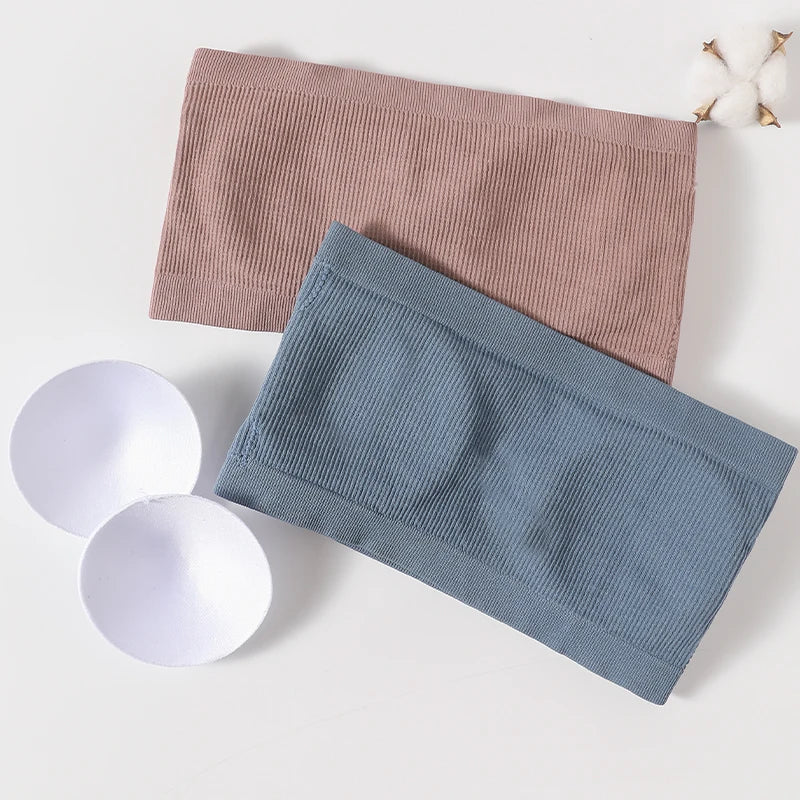 Women's Tube Tops Strapless Bra Removable Padded Wireless Seamless Top Invisible Bandeau Bra Sexy Lingerie Female Top Tanks