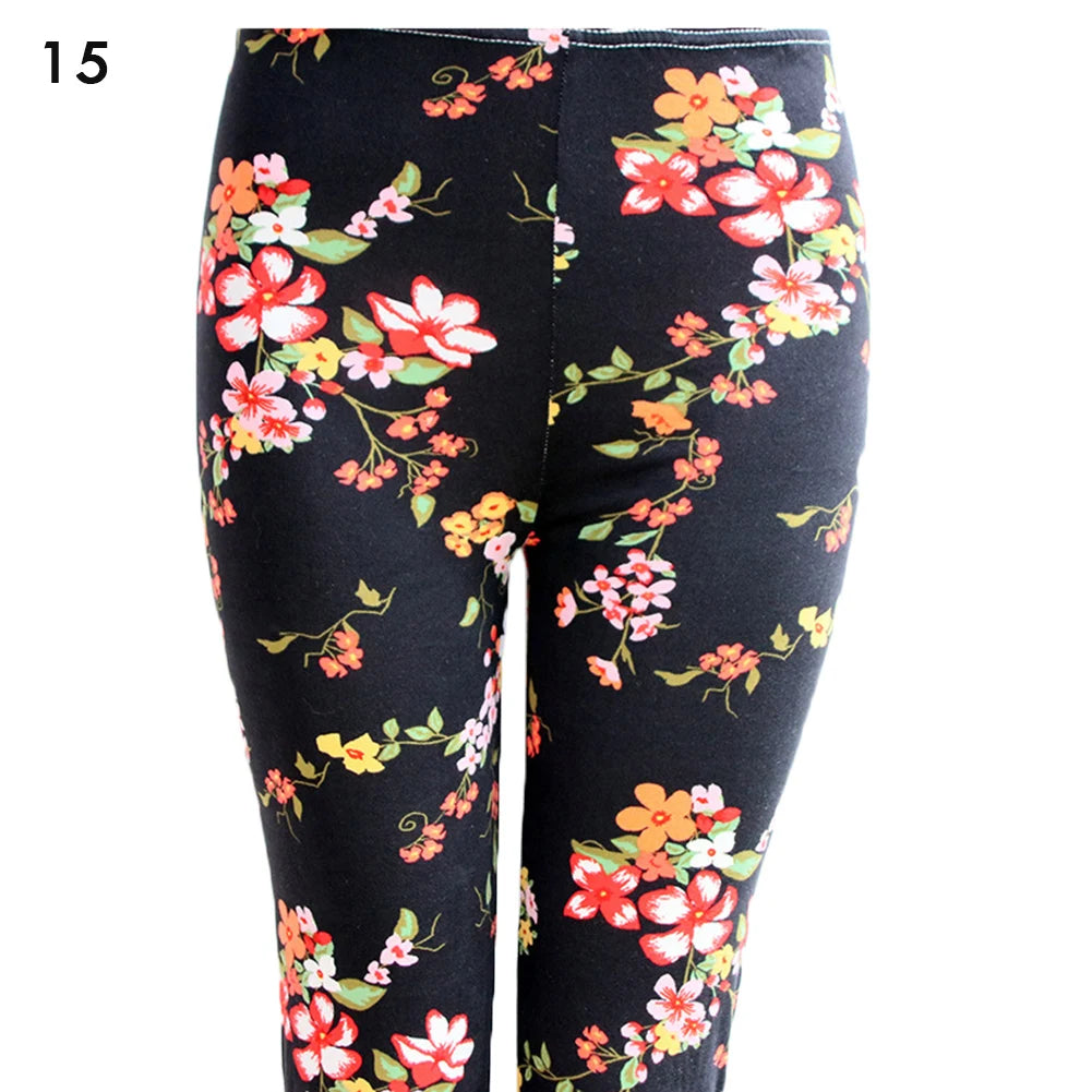 Christmas Women's Leggings Pants Snow deer print cropped stretch pants High Waist Leggings 18 Color Ladies Christmas Party Pants