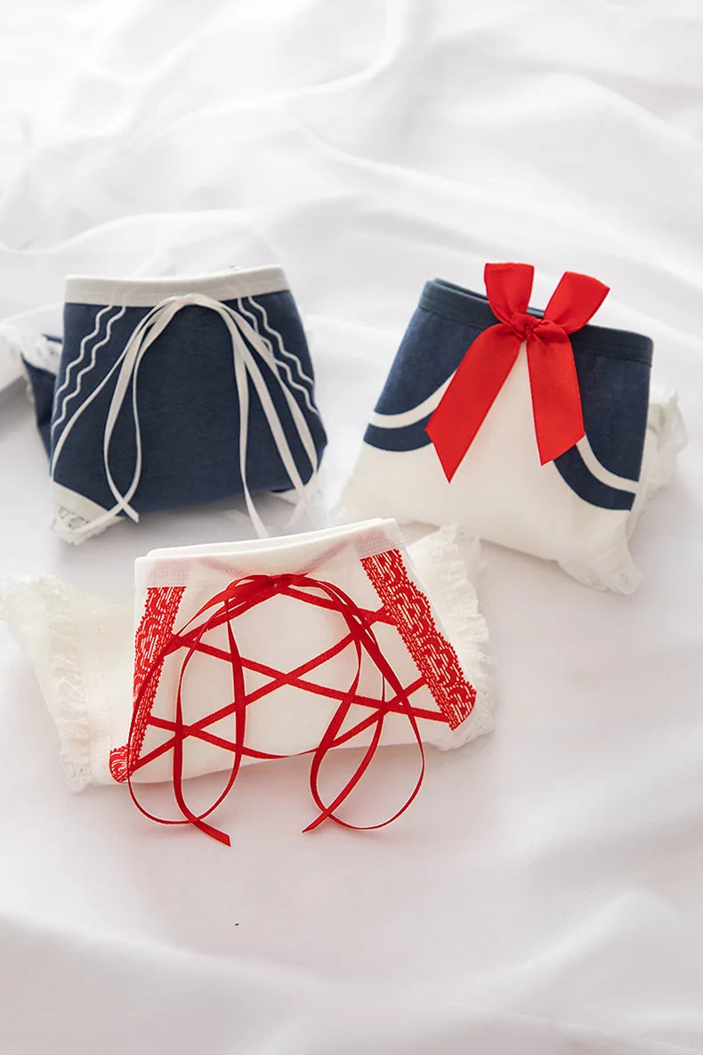 New Japanese Style Cotton Underwear Sexy Lace Panties Fashion Comfort Briefs Mid Waist Seamless Girl Underpants Female Lingerie