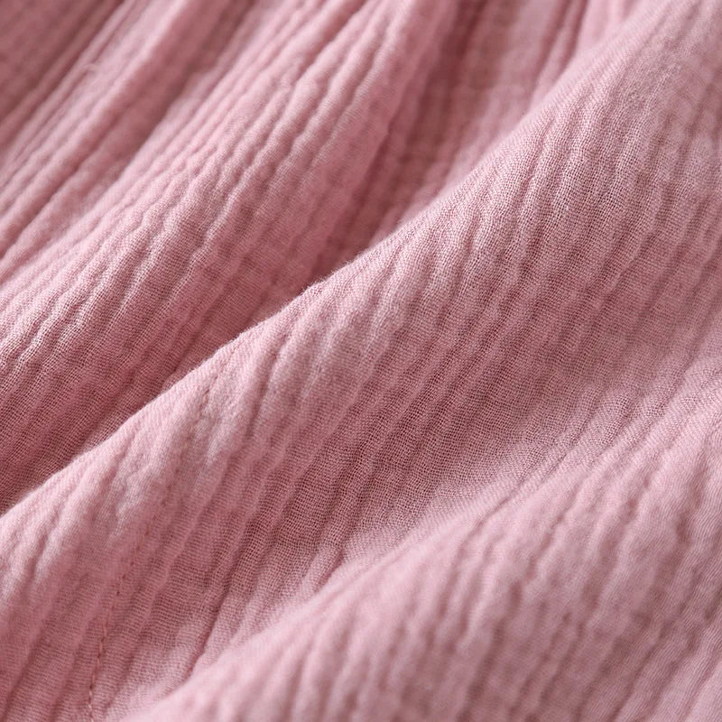 Women Summer Shorts Cotton Double-layer Gauze Sleep Bottoms Thin Loose-fitting Pajama Pants Home Pants Solid Sleep Shorts