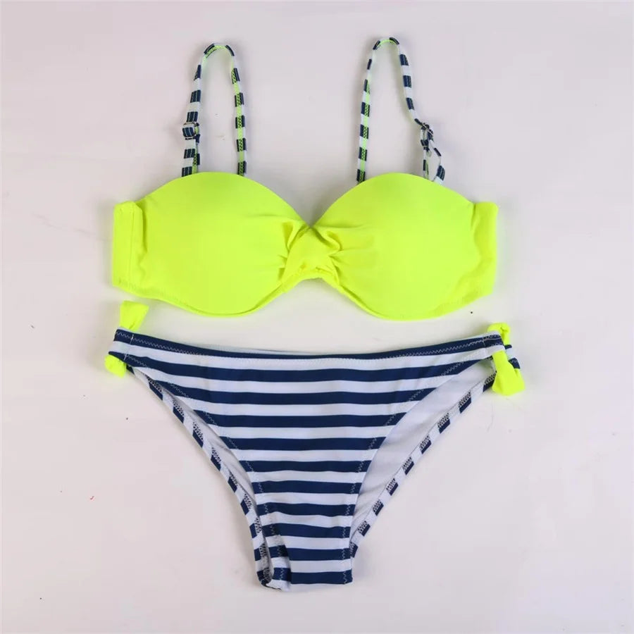 Sexy Push Up Bikini Solid Swimwear Women 2021 Swimsuit Women 2 Pieces Bathing Suit Brazilian Biquinis Mujer Halter Top Beachwear