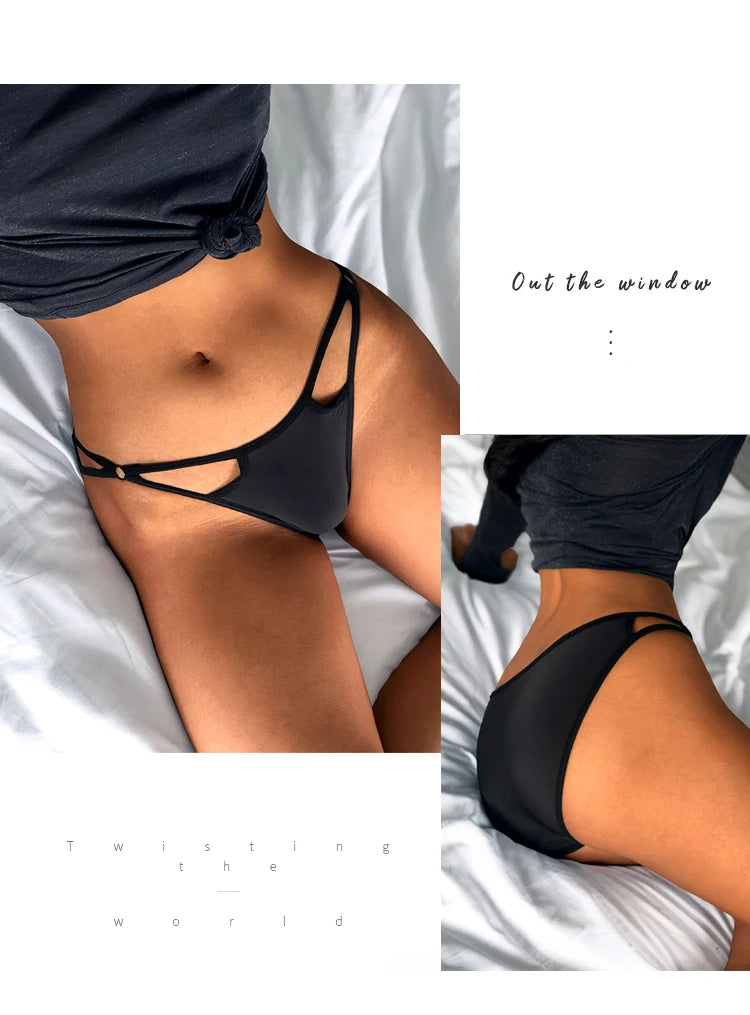 Ladies Striped Ice Silk Underpants Sexy Hollow Out Women's Underwear Embroidery Lace Knickers Seamless Wrap Buttocks Briefs