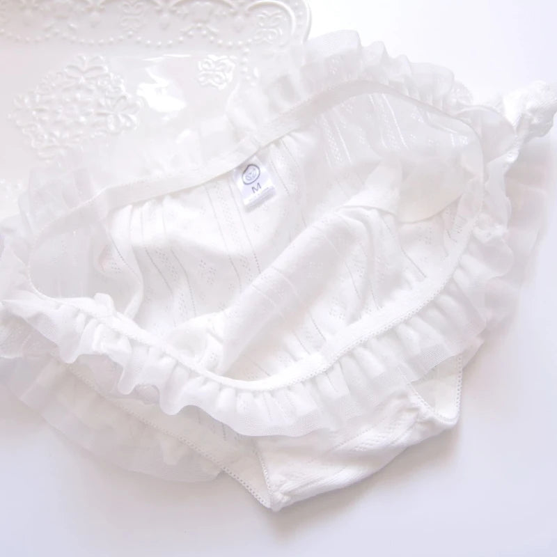 Cotton Ruffle Cute Lovely Sweety Girl Panties Bow Japanese Princess Style High Elasticity Breathable Sexy Women Underwear Breifs