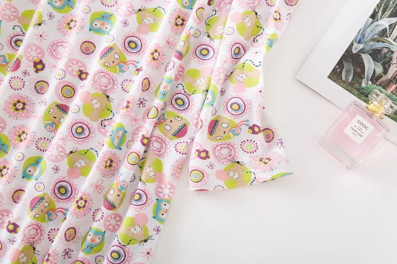 Knitted Cotton Women Plus Size Lingere Nightgown Loose Nightdress Long Sleeve Night Gown Cute Cartoon Home Dress Sexy Sleepwear