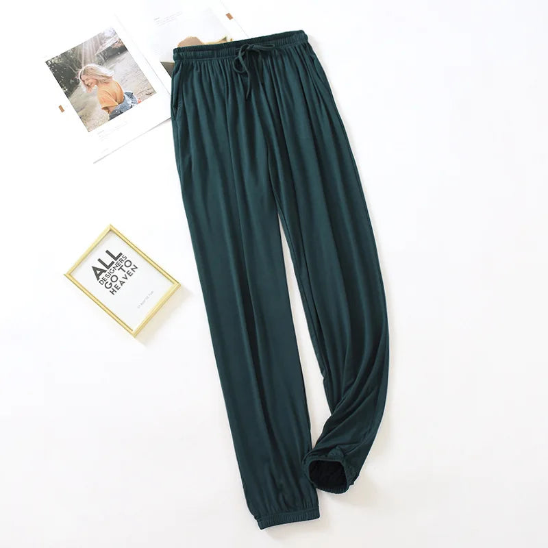 Women Home Pants Modal Casual Loose Pajamas Pants Spring Summer Sleep Wear Bottoms Female Drawstring Thin Trousers Loungwear