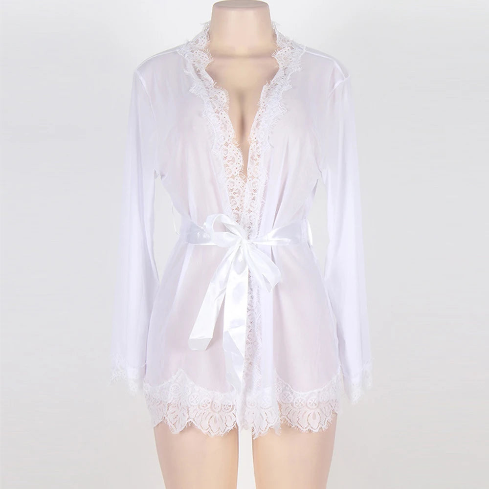 Sleepwear Women Lace Babydoll Erotic Sexy Lingerie Pajamas Nightgowns Night Transparent Dress Black Sexy Lingerie Homewear