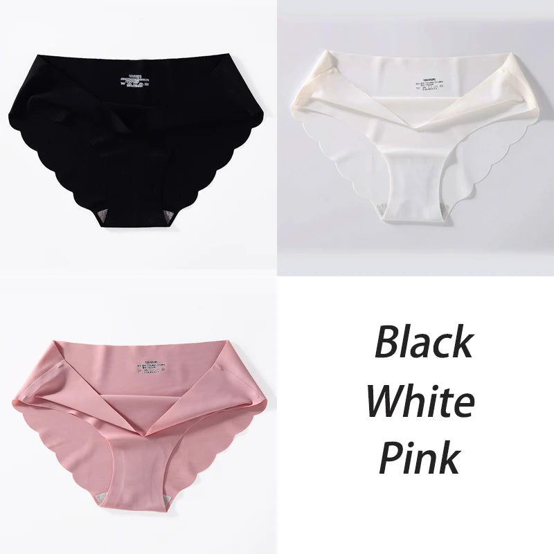 3PCS/Set Seamless Silk Women's Panties Briefs Women Underwear Female Underpants Comfortable Silk Panty Sexy Woman Lingerie M-XL