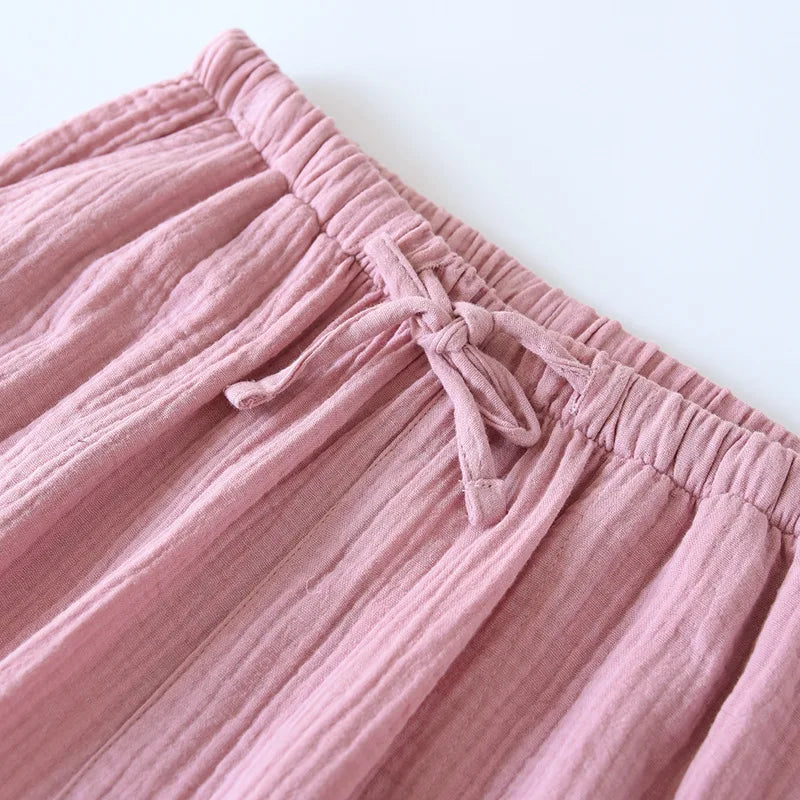 100% Cotton Pajamas Sleep Bottoms Spring Women's Loose Leggings New Casual Slim Home Pants Elastic Waist Solid Thin Sleepwear