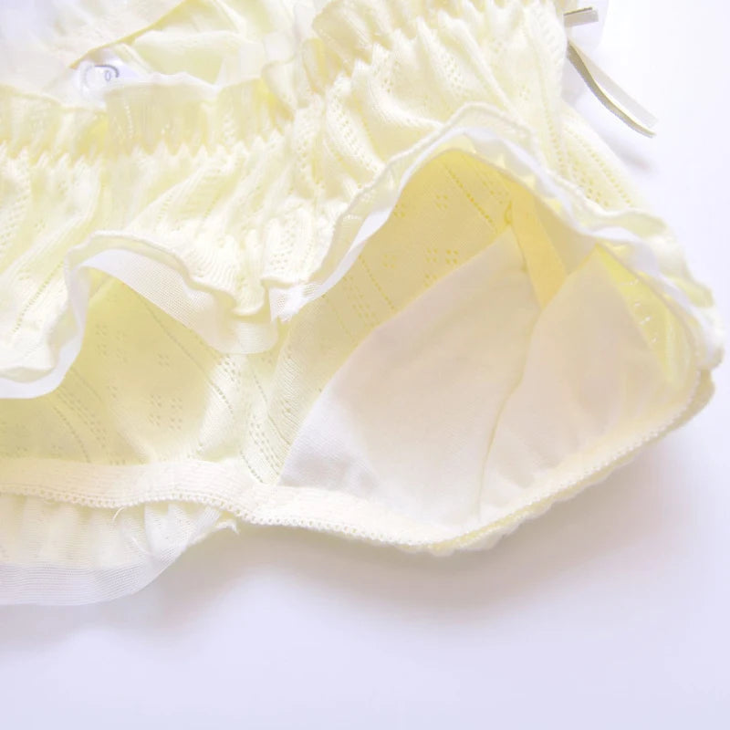 Cotton Ruffle Cute Lovely Sweety Girl Panties Bow Japanese Princess Style High Elasticity Breathable Sexy Women Underwear Breifs