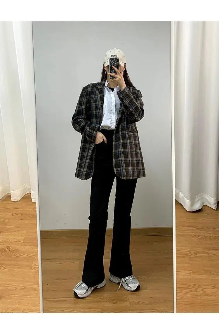 Jeans Women Denim Brown Fashion All-match Boot Cut Spring Autumn Trousers High Waist Skinny Elasticity Korean Style  Street