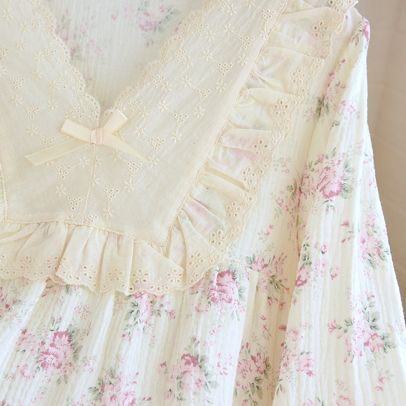 NEW Cute Korean Pajama For Women Loose Sweet Lace Princess Style Soft Cotton Pajamas Skin-friendly Casual Homewear Nightgown