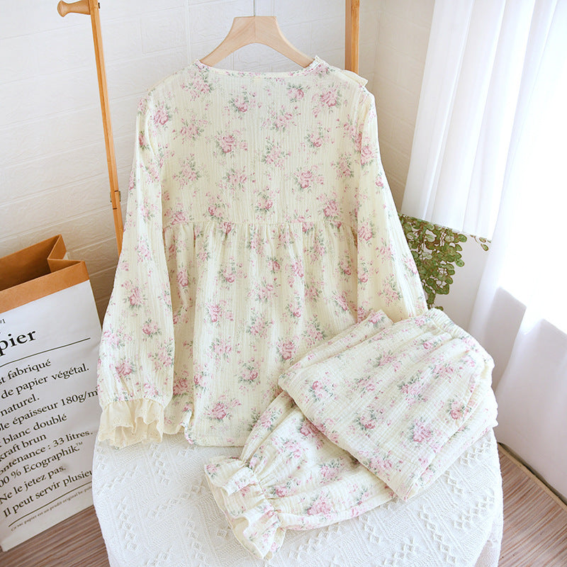 NEW Cute Korean Pajama For Women Loose Sweet Lace Princess Style Soft Cotton Pajamas Skin-friendly Casual Homewear Nightgown