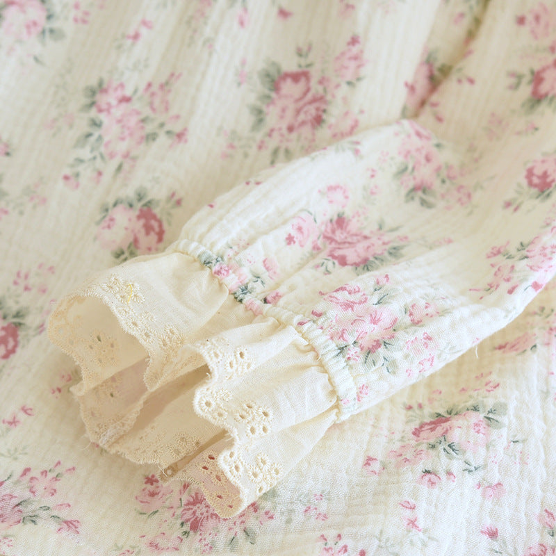 NEW Cute Korean Pajama For Women Loose Sweet Lace Princess Style Soft Cotton Pajamas Skin-friendly Casual Homewear Nightgown
