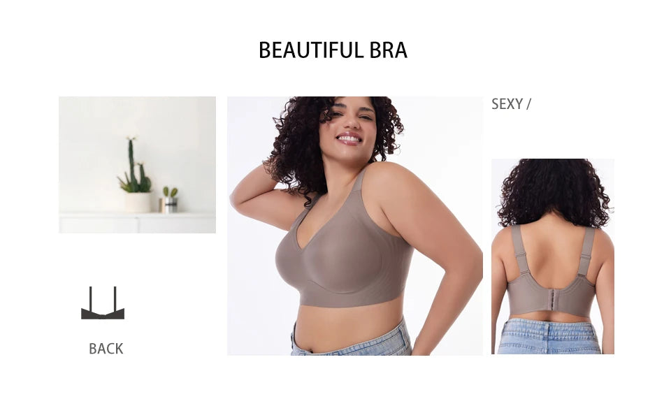 FallSweet Wireless Push Up Bra for Women Plus Size Thin Cup Sports Bras Breathable Comfortable Underwear Sexy Lingerie M-6XL
