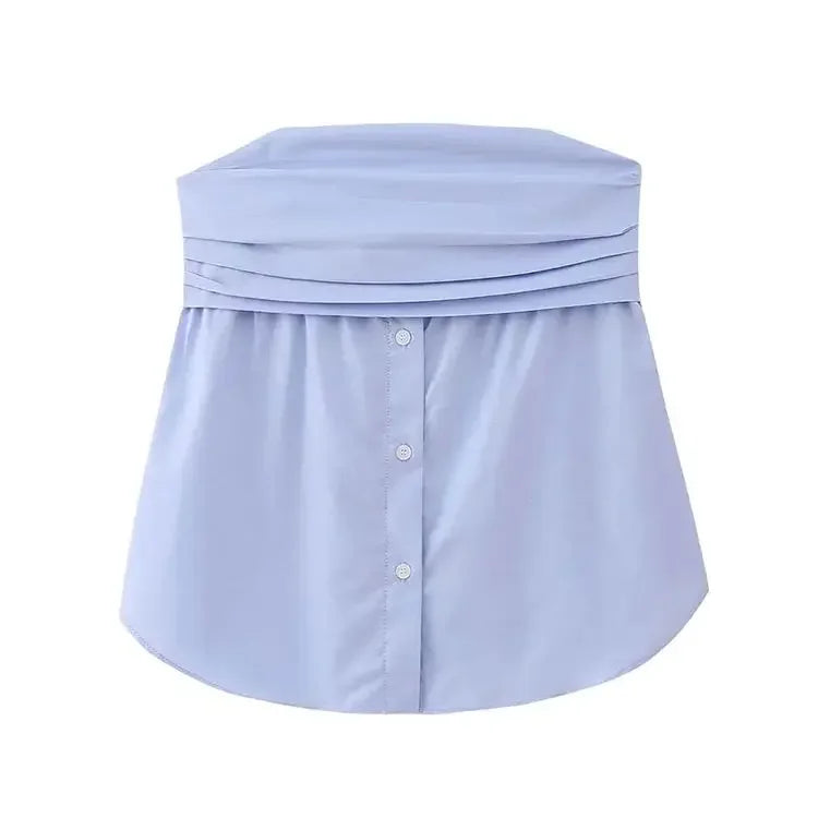 Women Lady Strapless Tube Corset Side Tops Solid Vintage Off Shoulder 2023 Women's Sexy Slim Backless Poplin Bustiers Top