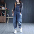 Loose Casual Denim Overalls Women's Wide Leg Pants Harem Jumpsuits Ageless plus Size New 2025 Fashion from Mainland China