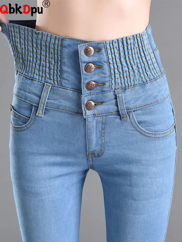 Skinny High Waist Pencil Jeans Women Oversize 40 Korean Casual Stretch Denim Pants Spring Fall Streetwear New Chic Vaqueros 2024