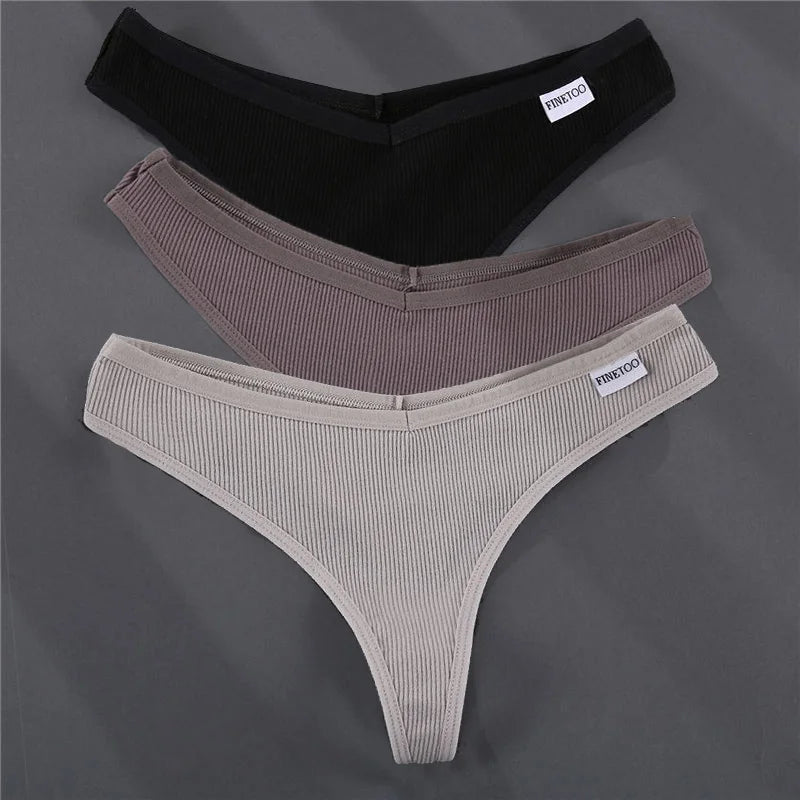 3PCS Cotton Women Thongs Panties Sexy Low Waist Cotton Briefs Female T-Back G-string Girls M-XL Intimate Lingerie