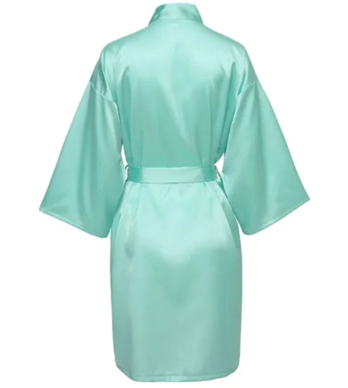 Wedding Party Team Bride Robe Without Letters Kimono Satin Pajamas Bridesmaid Plain Bathrobe SP088