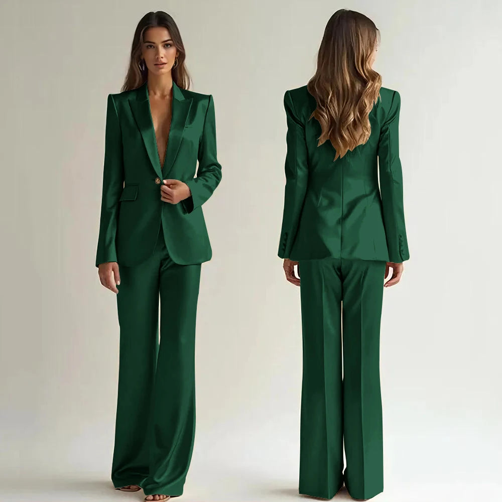 Luxury High Quality Women 's Suit One Button 2 Piece Jacket Pants Female Clothing Slim Fit Smart Office Banquet Lady Blazer Set