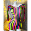 1PC Women Fishnet Cover Up Without Bikini Sexy Lingerie See Through Hollow Out Bodycon Dress Long Sleeve Beachwear CT011