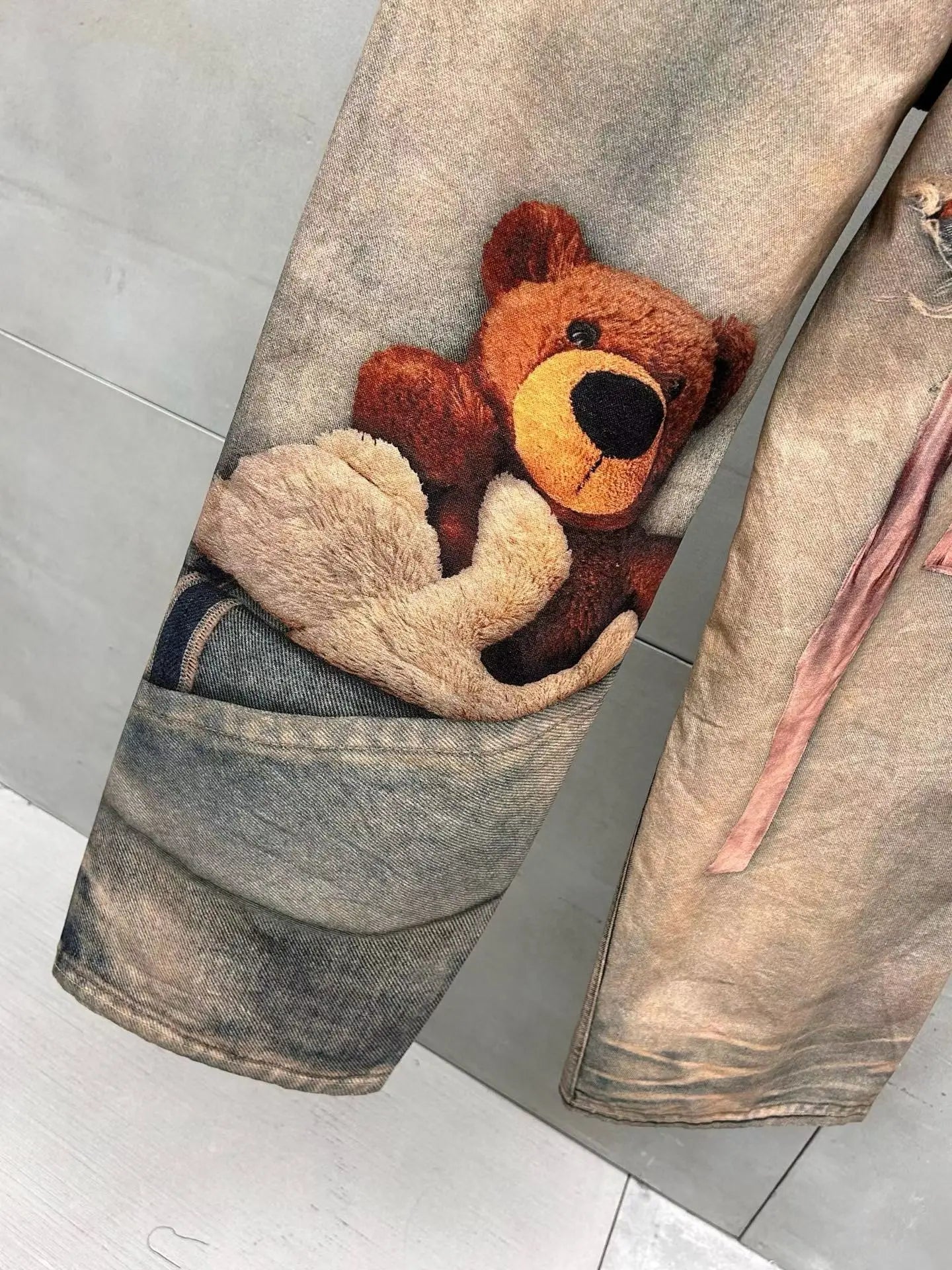 Retro Anime Jeans Y2K Clothing Mens Womens Hip Hop Anime Character Graphic Print Blue Baggy Jeans Casual Trousers