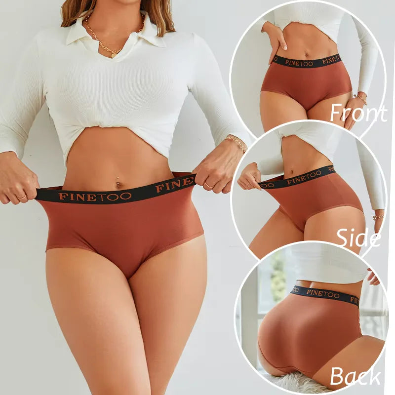 Finetoo 6Pcs/Set Women Cotton Seamless Briefs Women Plus Size Panties Breathable Underwear Female High Waist Soft Lingerie S-XXL
