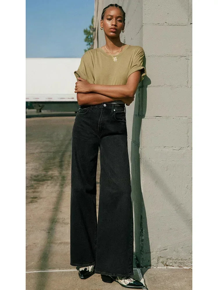Women High Waist Straight Leg Jeans Female Comfortable Stretch Basic Denim Pants Woman Classic Cheap Black Gray White Trousers