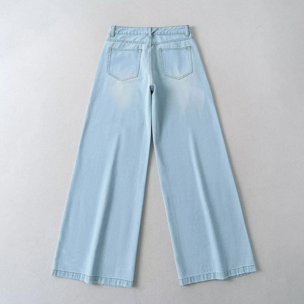 Women's Denim Pants Baggy Jeans Y2k Vintage Flared Wide New Low Waist Rise Oversize Pant Harajuku Fashion Woman Trousers