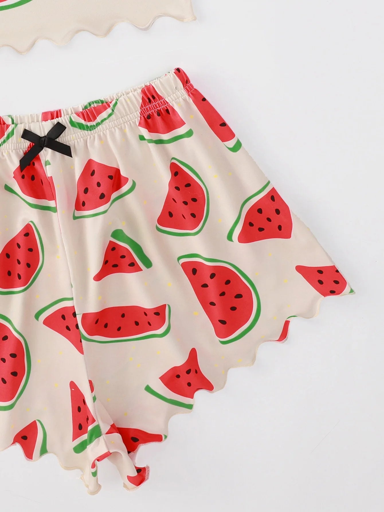 Watermelon Lettuce Women Pajama Set Sleeveless O Neck Crop Top & Elastic Waist Shorts 2 Pieces Female Sleepwear Summer Nightwear